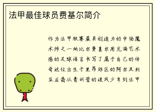 法甲最佳球员费基尔简介